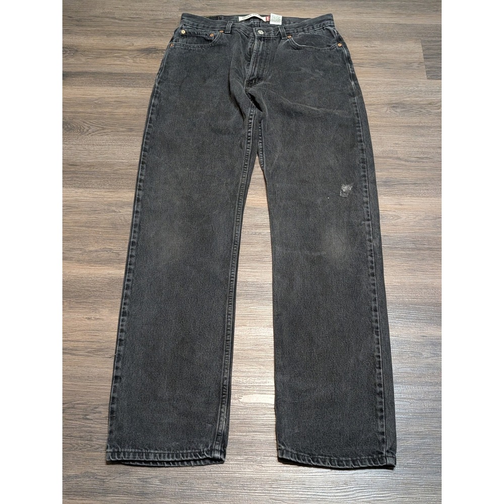 Levis 505 Regular Fit Jeans Mens 36x36(34) Faded Black Straight Leg Denim Y2K
